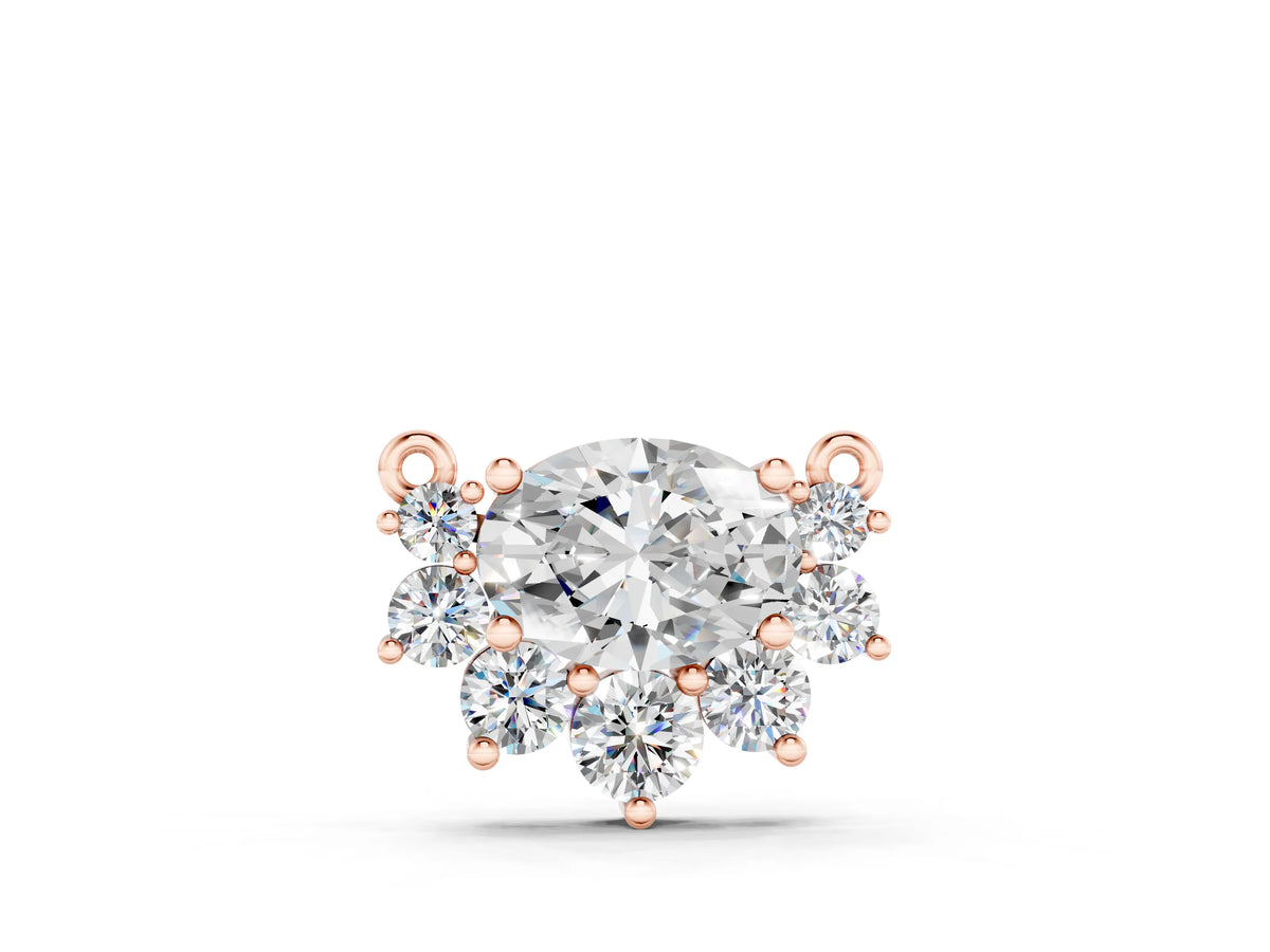 Rose gold Oval Diamond Cluster Pendant with Prong Setting