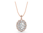 Rose gold Oval Diamond Floral Halo Pendant with Diamond Accents_1