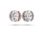Rose gold Oval Diamond Half Halo Stud Earrings