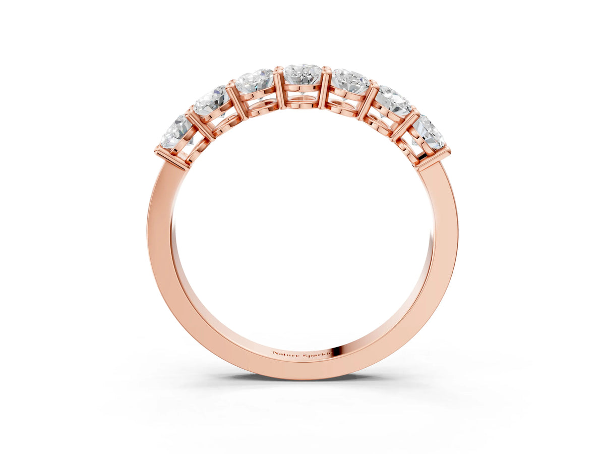 Rose gold Oval Diamond Shared Prong Eternity Band_3