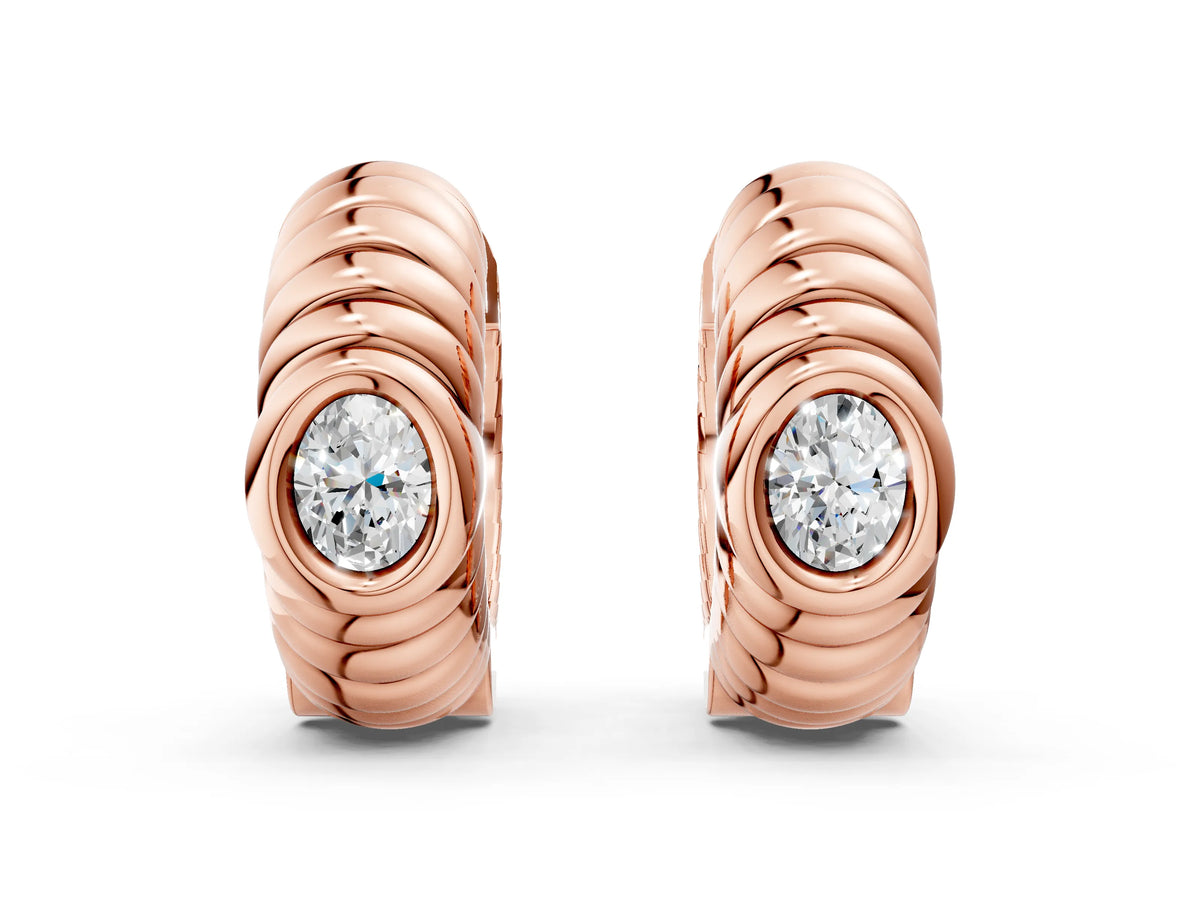Rose gold Oval Diamond Vera Hoop Earrings