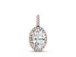 Rose gold Oval Halo Diamond Pendant with Prong Setting