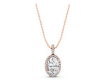 Rose gold Oval Halo Diamond Pendant with Prong Setting_1