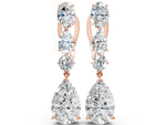 Rose gold Oval, Pear and Round Diamond Huggie Drop Earrings