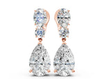 Rose gold Oval, Round and Pear Diamond Huggie Drop Earrings