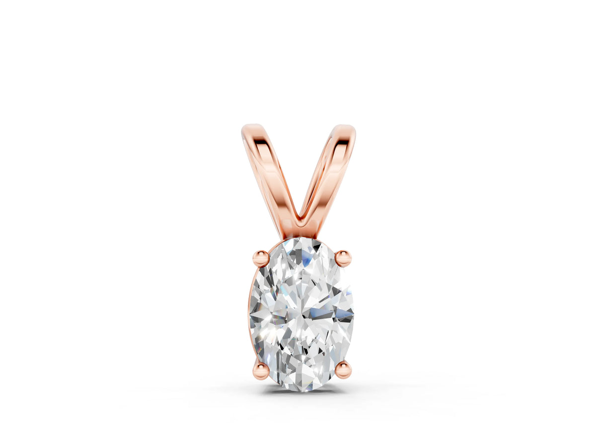 Rose gold Oval Solitaire Diamond Prong Pendant