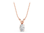 Rose gold Oval Solitaire Diamond Prong Pendant_1