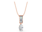 Rose gold Oval and Baguette Diamond Drop Pendant_1