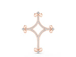 Rose gold Pavé Diamond Cushion Cross Pendant with Fleur-de-Lis Prongs