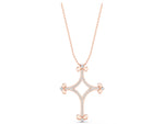 Rose gold Pavé Diamond Cushion Cross Pendant with Fleur-de-Lis Prongs_1