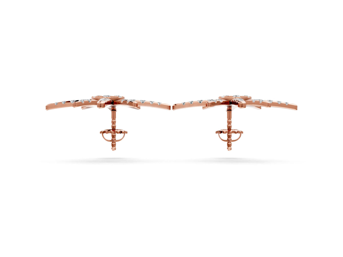 Rose gold Pavé Diamond Starburst Stud Earrings