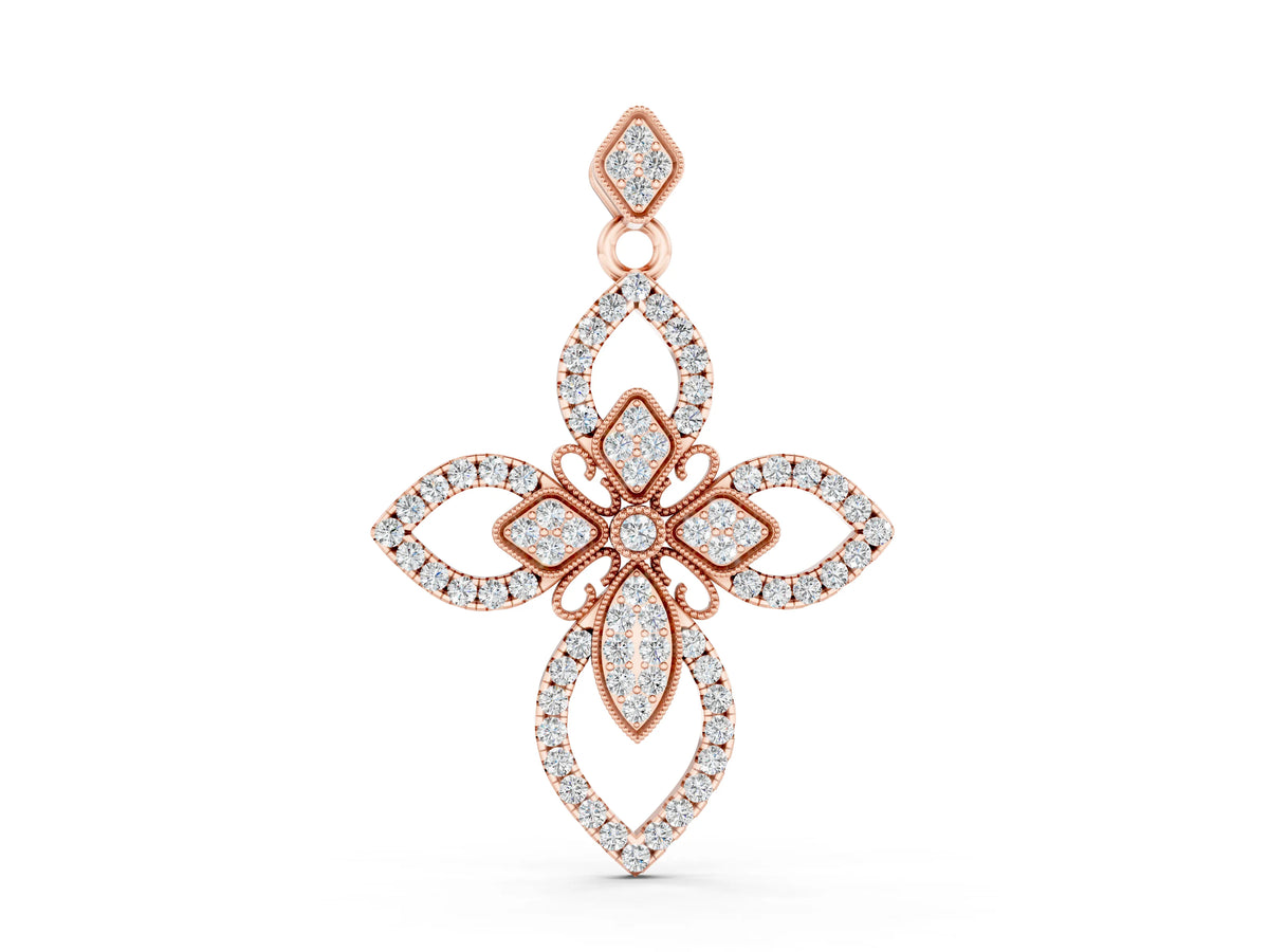 Rose gold Pavé Marquise Diamond Cross Pendant