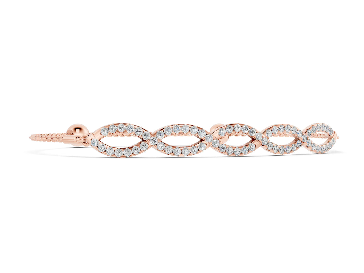 Rose gold Pavé Marquise Infinity Chain Bracelet with Bezel Prong Setting