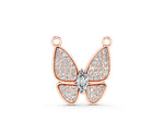 Rose gold Pavé Oval Prong Butterfly Pendant