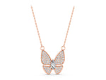 Rose gold Pavé Oval Prong Butterfly Pendant_1