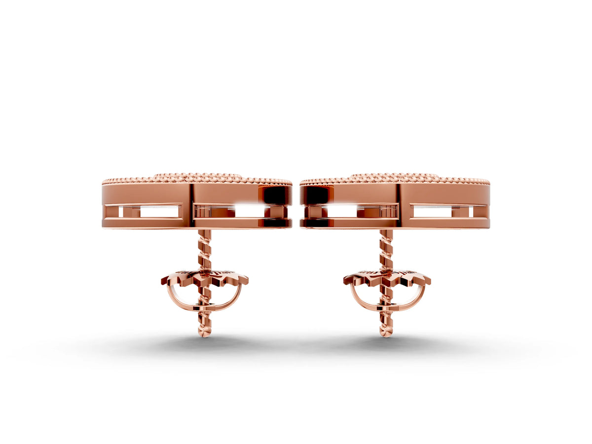 Rose gold Pavé Pear-Shaped Halo Stud Earrings with Milgrain Detailing