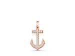 Rose gold Pavé Round Diamond Anchor Pendant with Four-Prong Setting