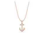 Rose gold Pavé Round Diamond Anchor Pendant with Four-Prong Setting_1