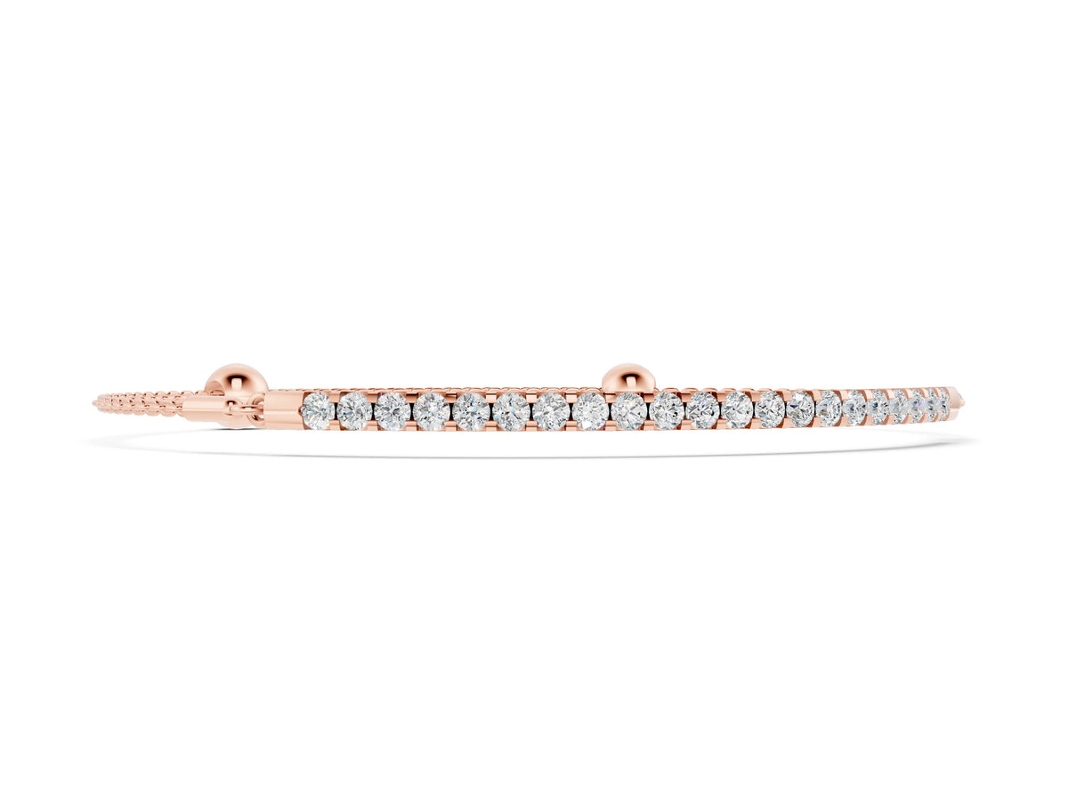 Rose gold Pavé Round Diamond Chain Bracelet with Bezel Setting