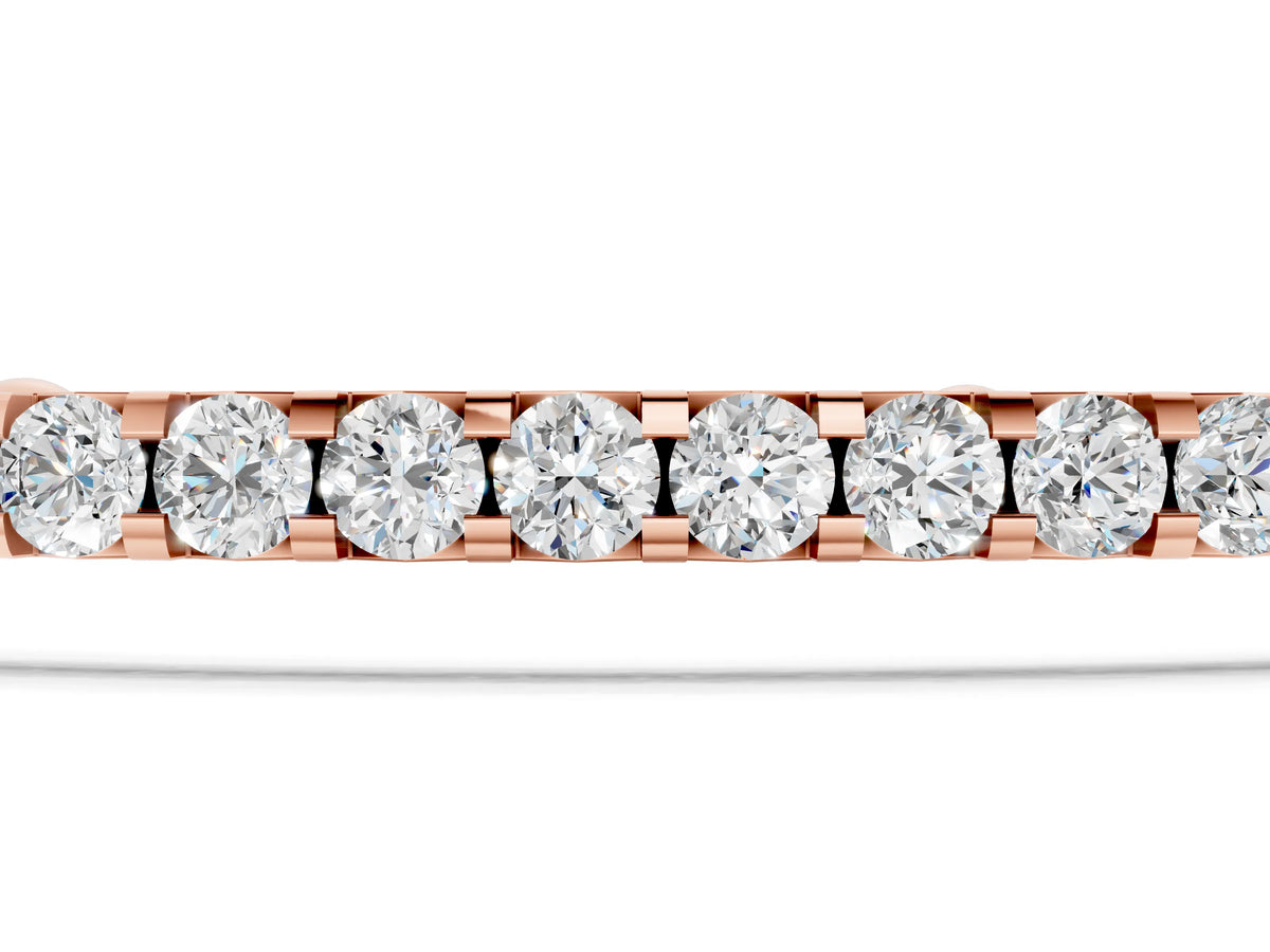 Rose gold Pavé Round Diamond Chain Bracelet with Bezel Setting_1