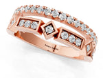 Rose gold Pavé Round Diamond Channel Set Dual Band with Prong Setting_1