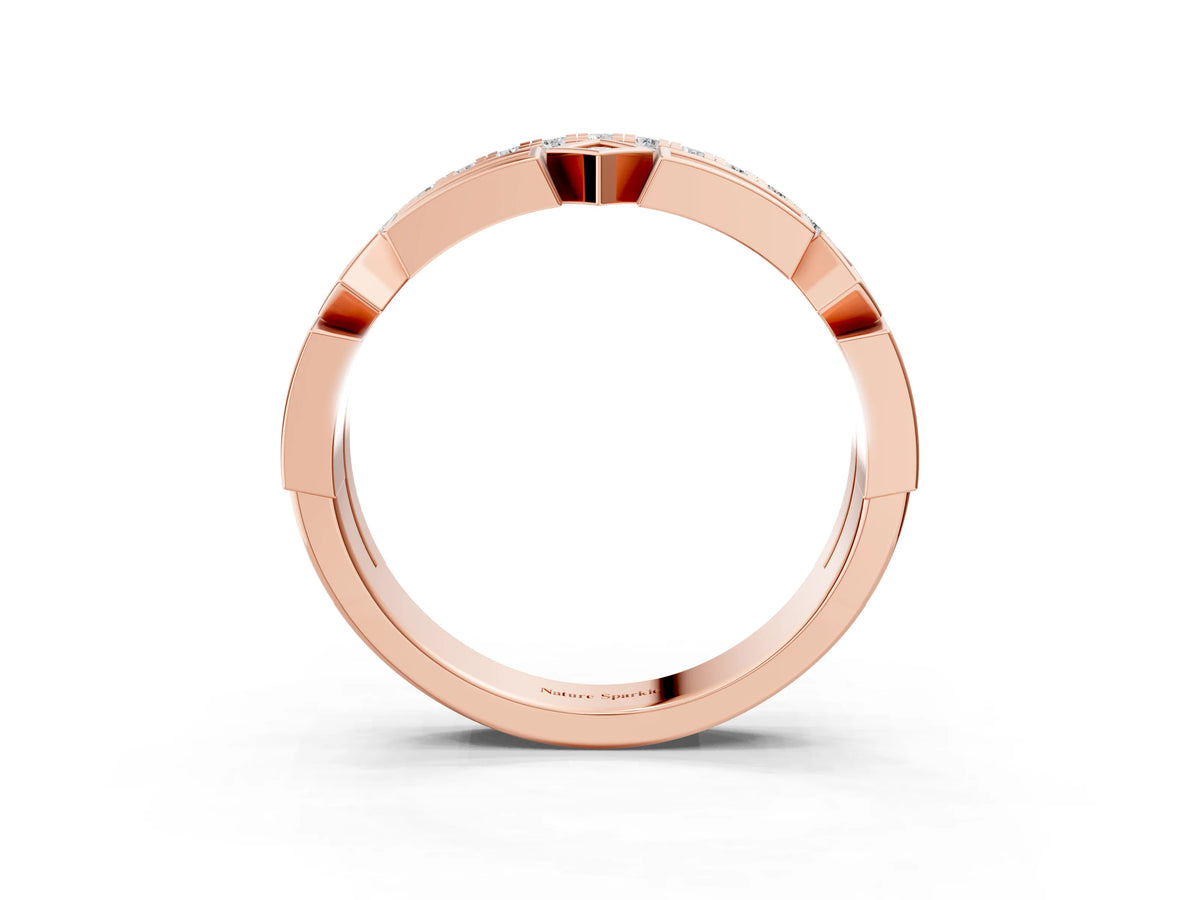 Rose gold Pavé Round Diamond Channel Set Dual Band with Prong Setting_3