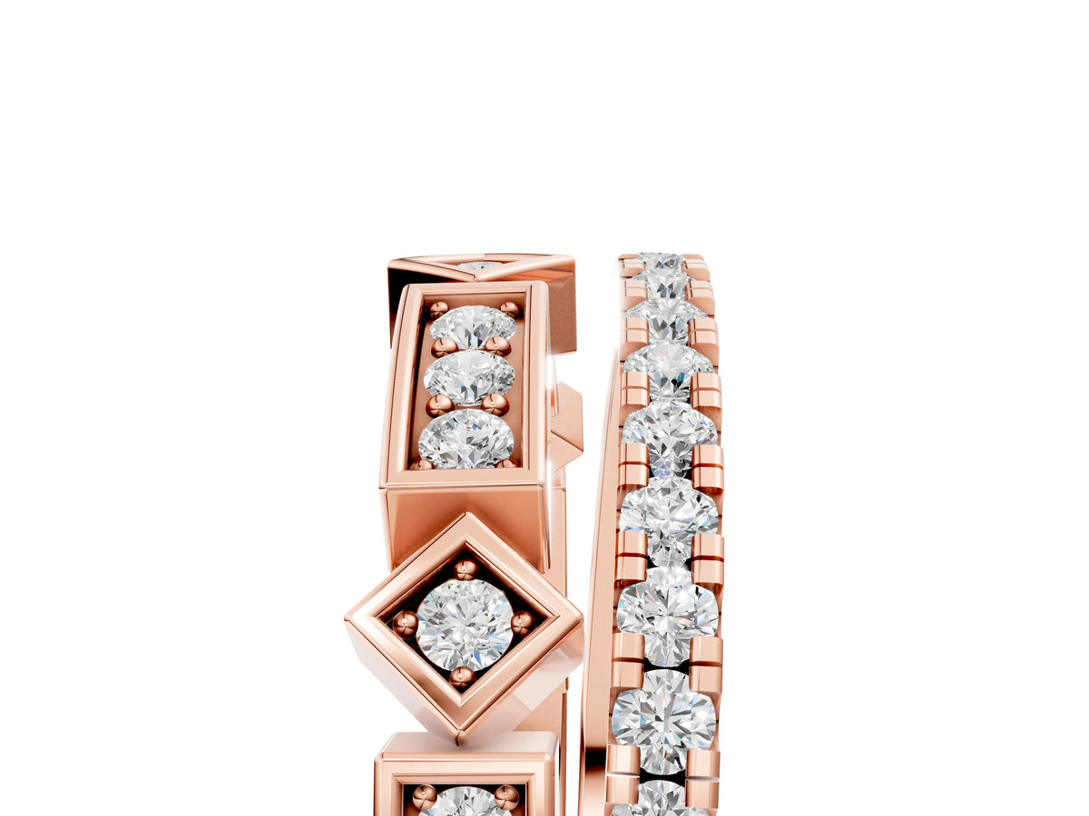 Rose gold Pavé Round Diamond Channel Set Dual Band with Prong Setting_5