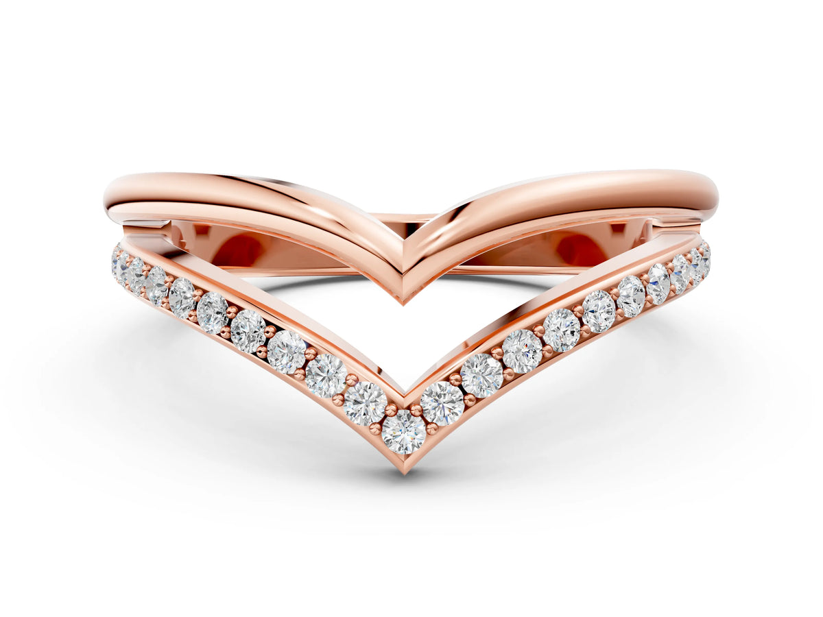 Rose gold Pavé Round Diamond Chevron Band with Channel Setting