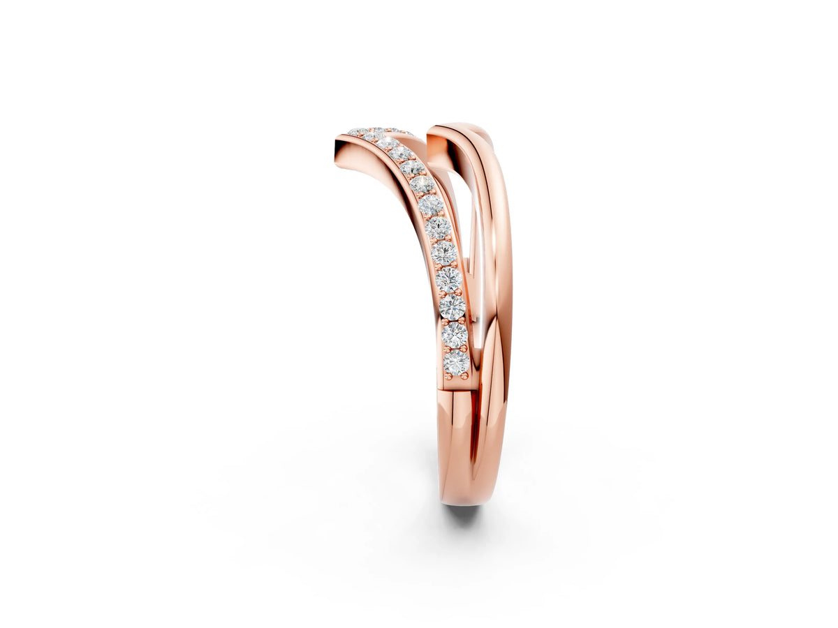 Rose gold Pavé Round Diamond Chevron Band with Channel Setting_2
