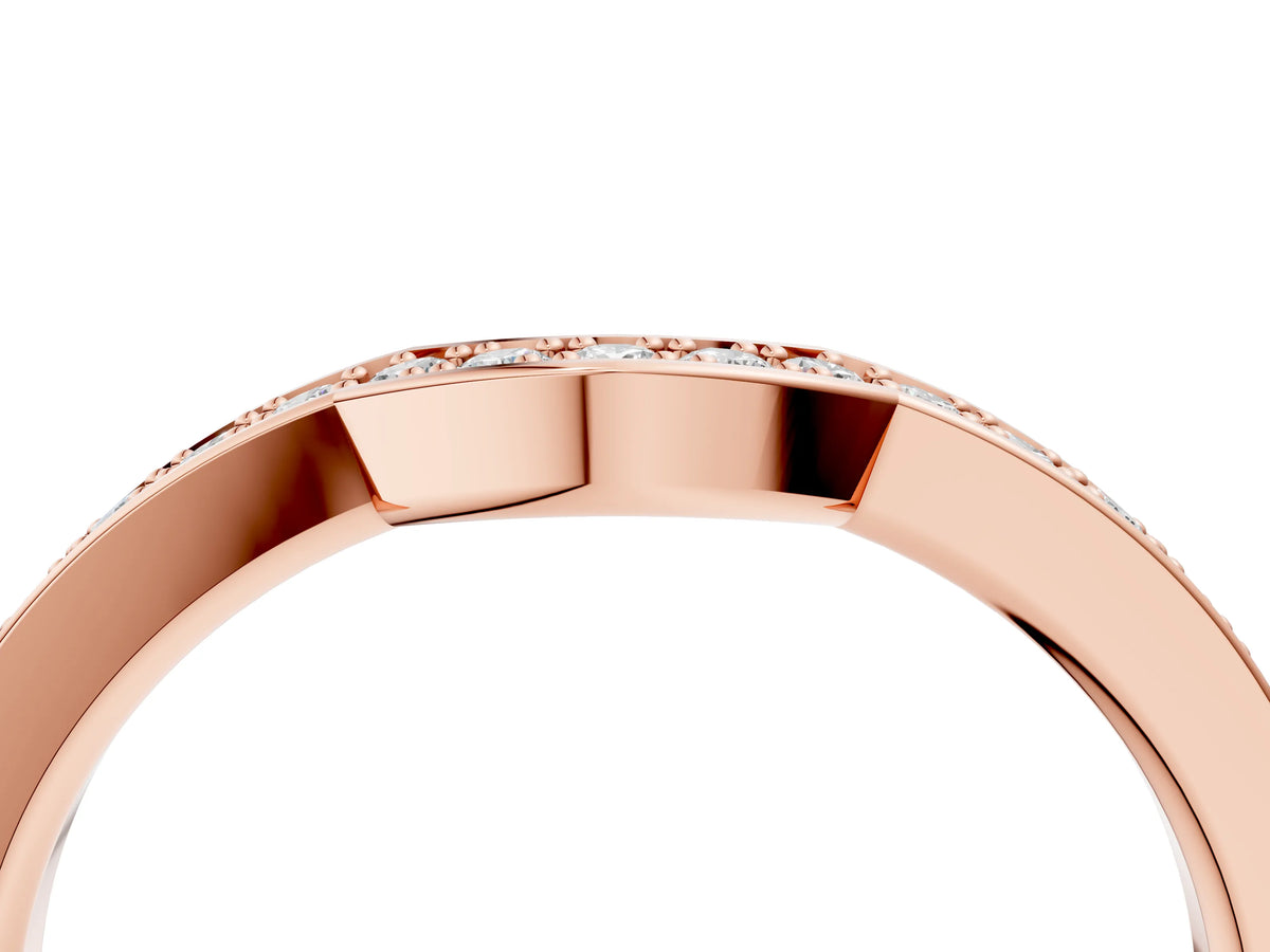Rose gold Pavé Round Diamond Contour Band with Channel Setting_4