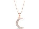 Rose gold Pavé Round Diamond Crescent Pendant with Four-Prong Setting_1