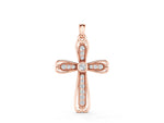 Rose gold Pavé Round Diamond Cross Pendant with Bezel Setting