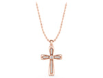 Rose gold Pavé Round Diamond Cross Pendant with Bezel Setting_1