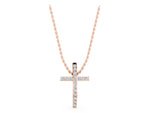 Rose gold Pavé Round Diamond Cross Pendant with Prong Setting_1