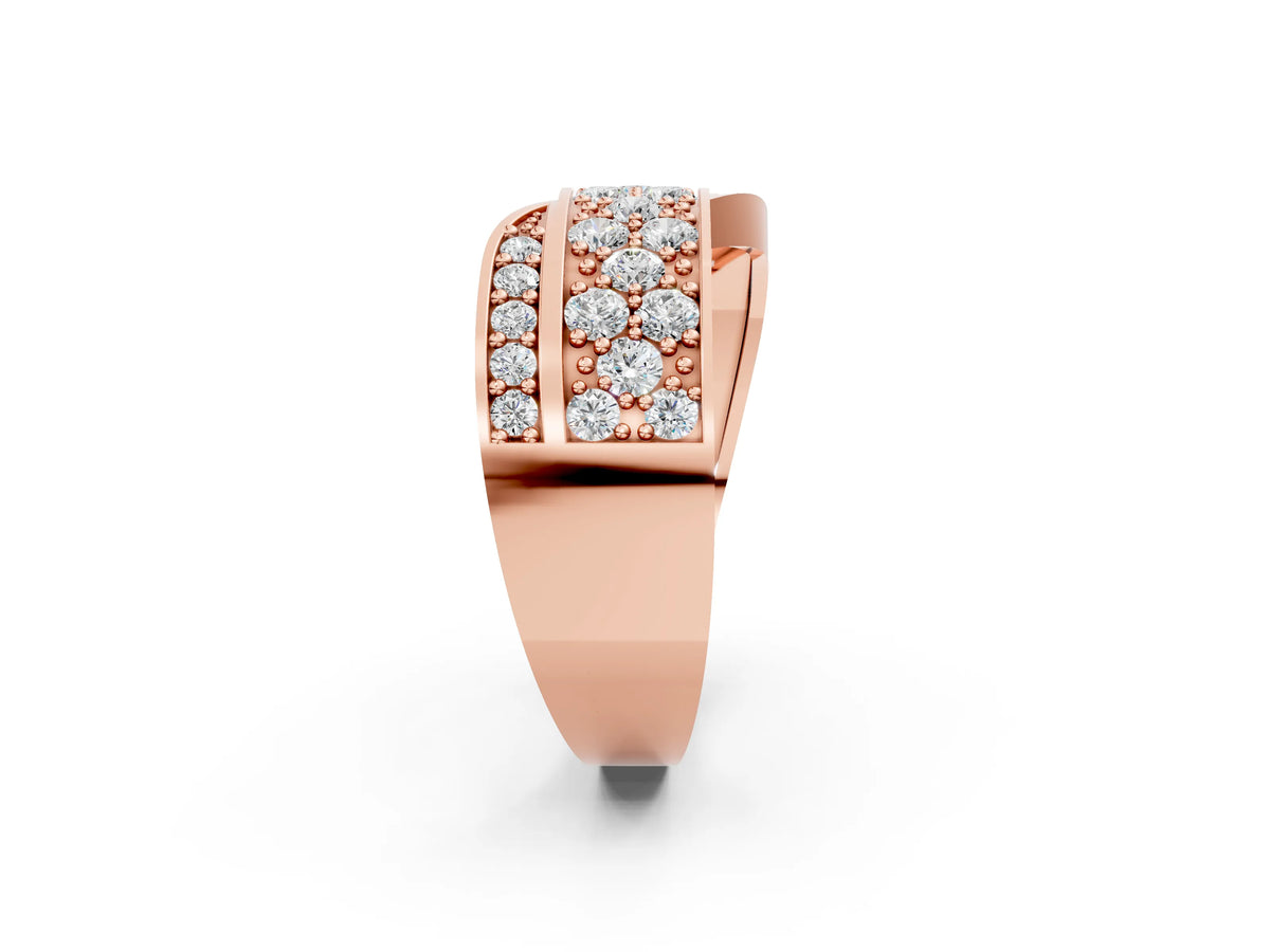 Rose gold Pavé Round Diamond Crossover Band with Bead Prong Setting_2