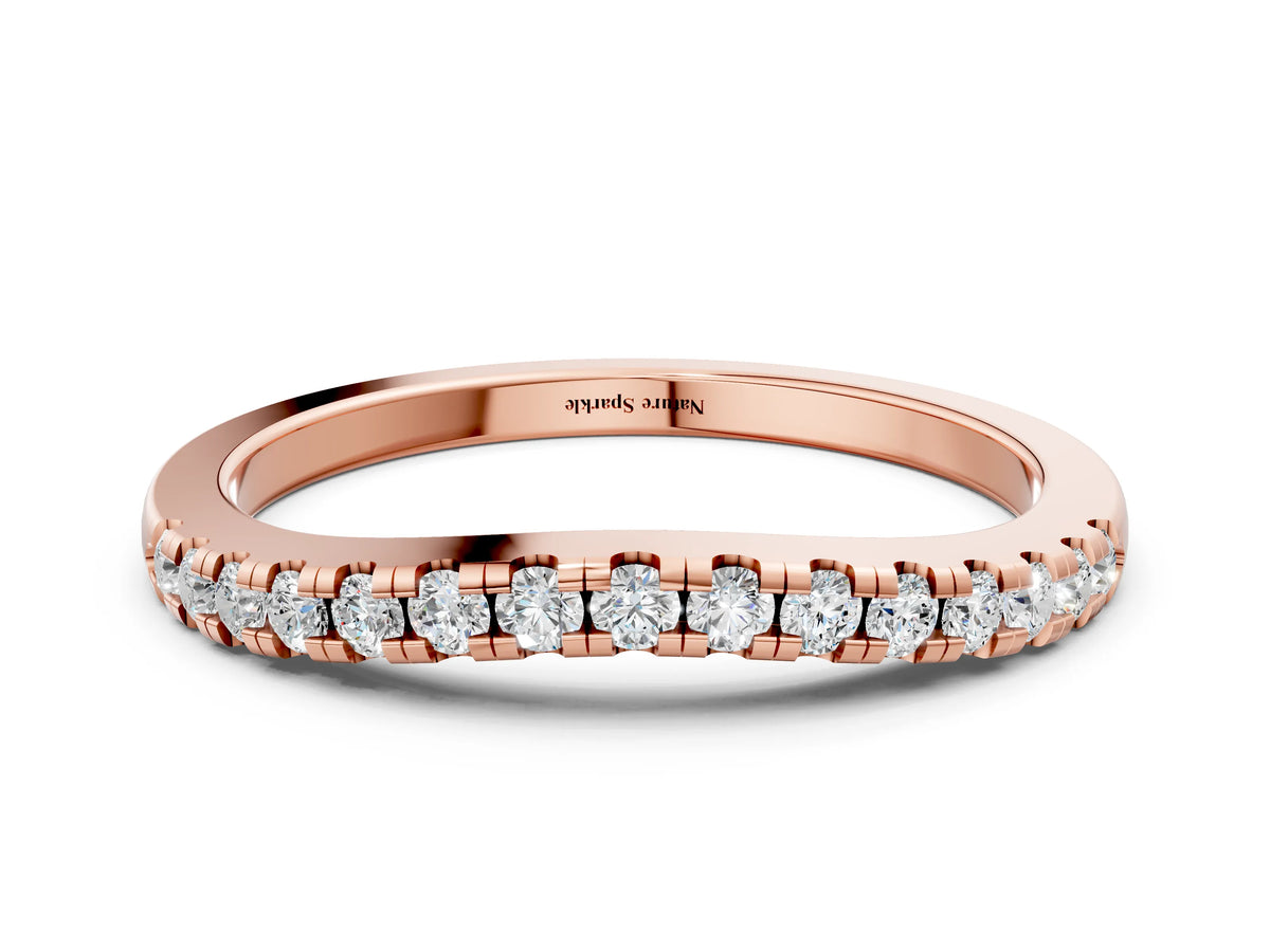 Rose gold Pavé Round Diamond Curved Band with Shared Prong Setting