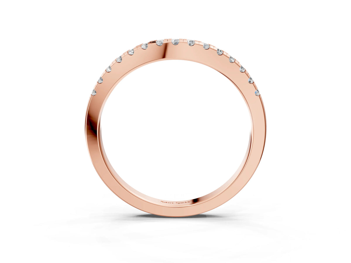 Rose gold Pavé Round Diamond Curved Band with Shared Prong Setting_3