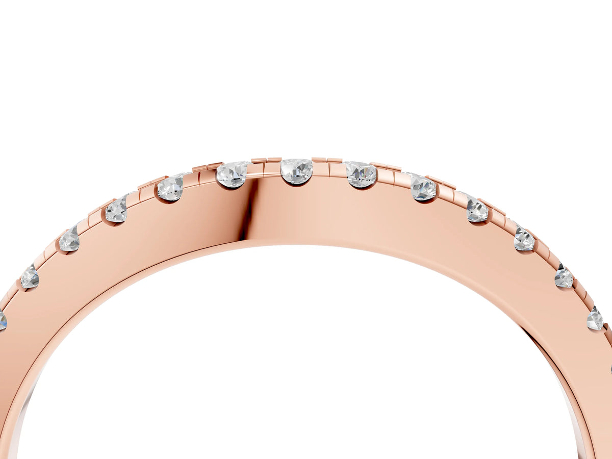 Rose gold Pavé Round Diamond Curved Band with Shared Prong Setting_4