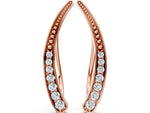 Rose gold Pavé Round Diamond Curved Bar Earrings