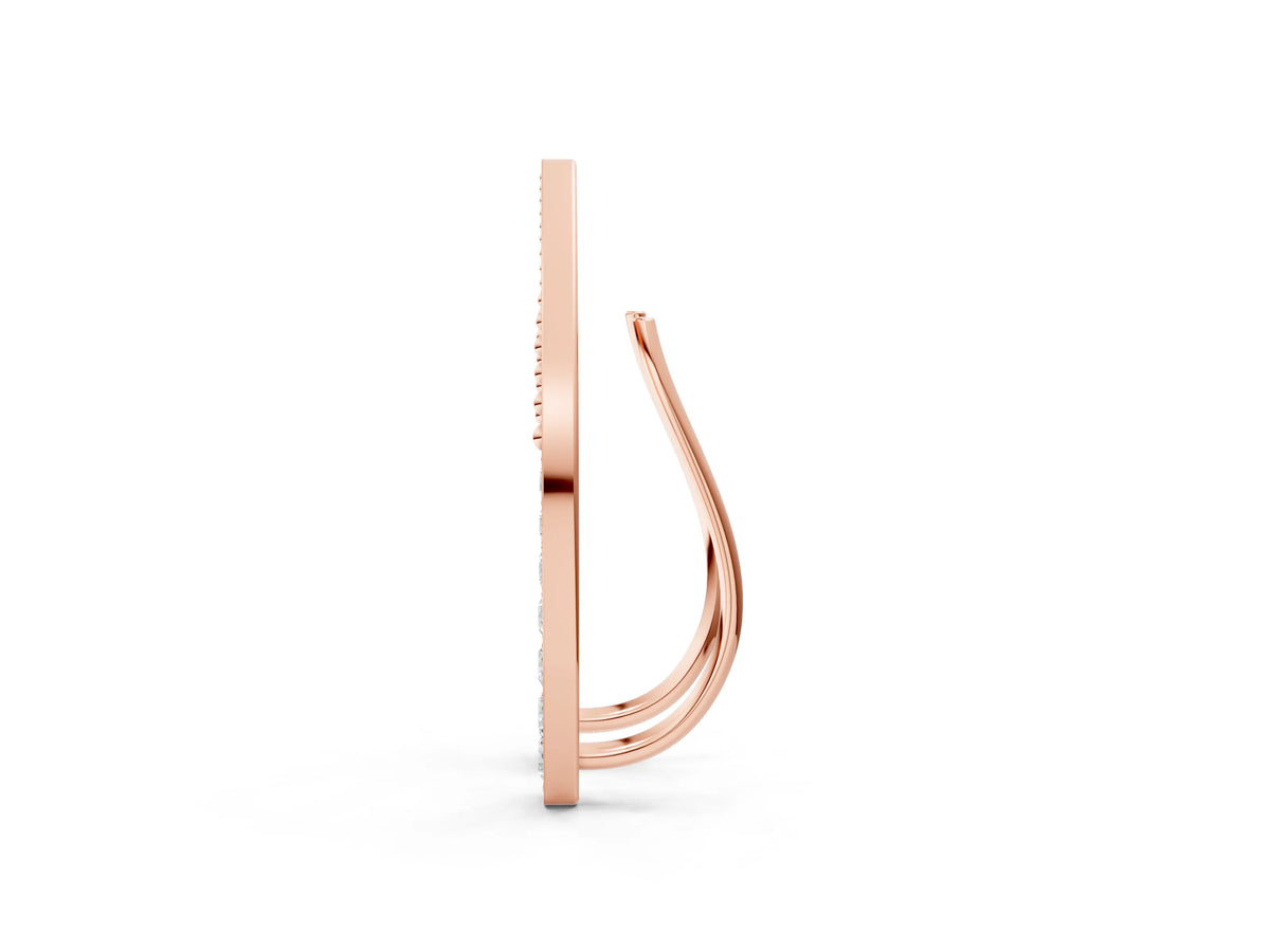 Rose gold Pavé Round Diamond Curved Bar Earrings_1