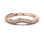 Rose gold Pavé Round Diamond Curved Milgrain Band