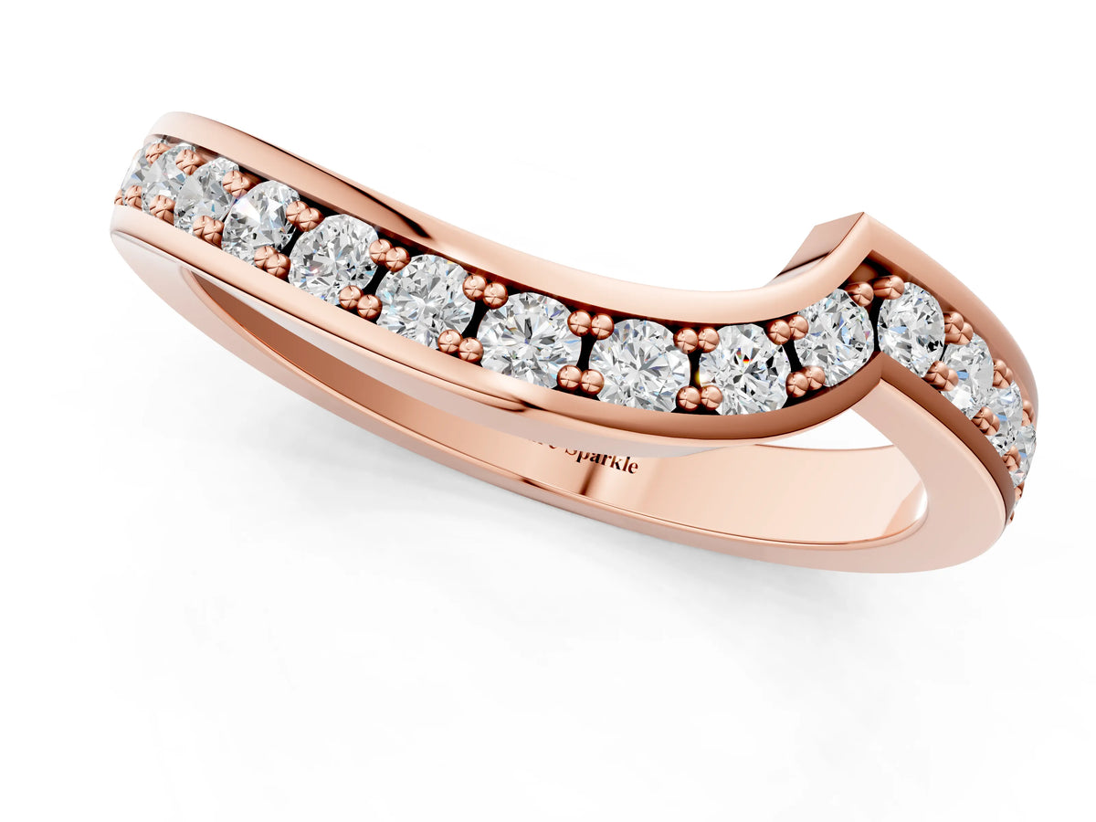 Rose gold Pavé Round Diamond Curved Wedding Band with Channel Setting_1