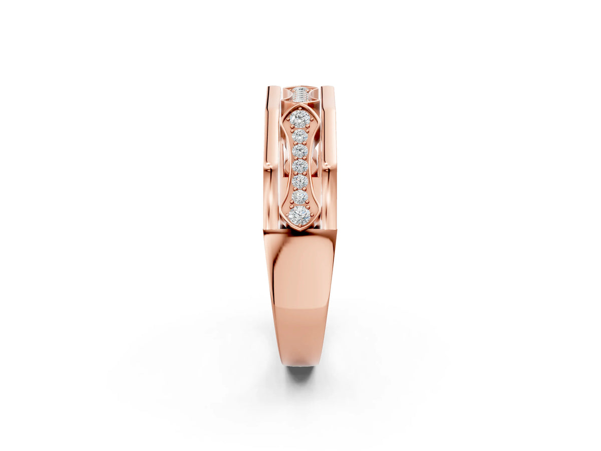 Rose gold Pavé Round Diamond Eternity Band with Bar Prong Setting_2