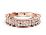 Rose gold Pavé Round Diamond Eternity Band with Milgrain Edge