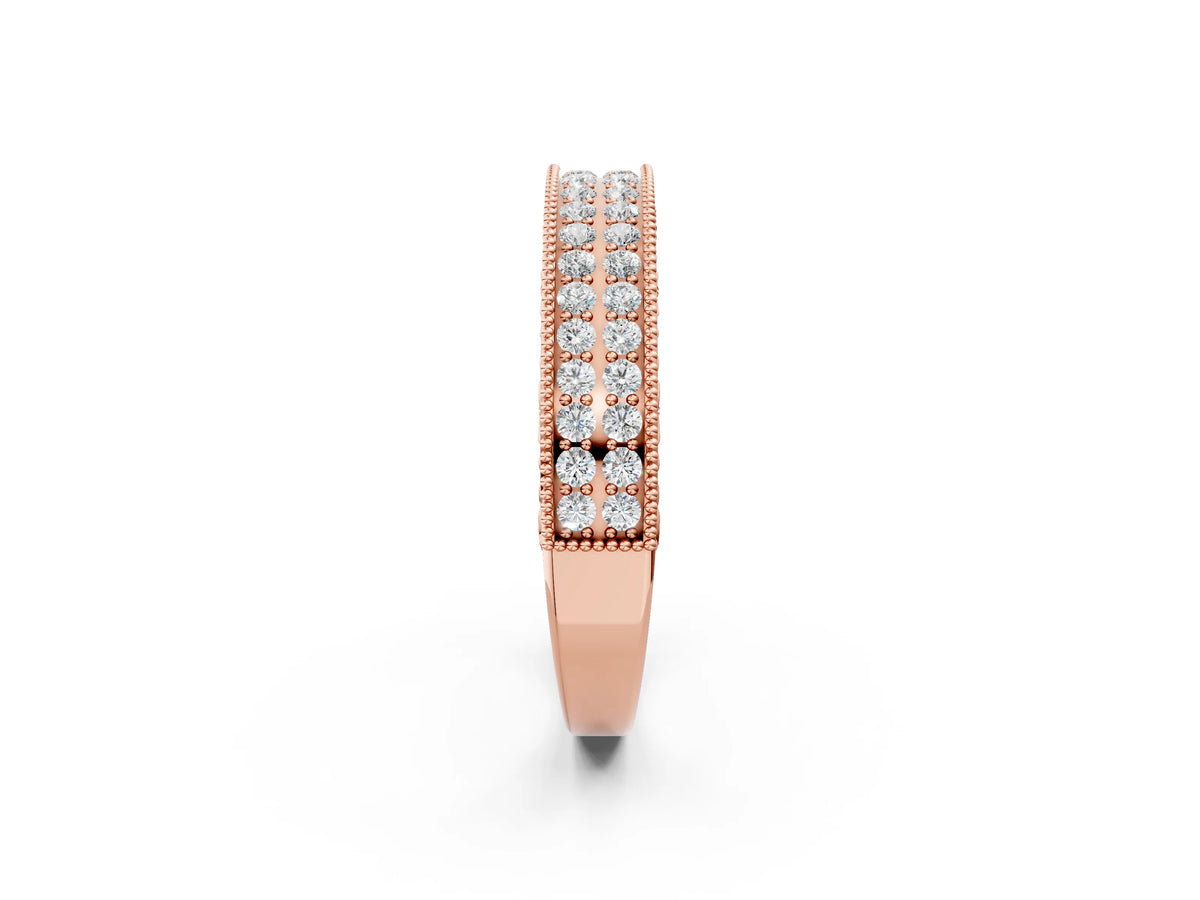 Rose gold Pavé Round Diamond Eternity Band with Milgrain Edge_2