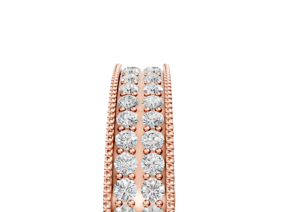 Rose gold Pavé Round Diamond Eternity Band with Milgrain Edge_5