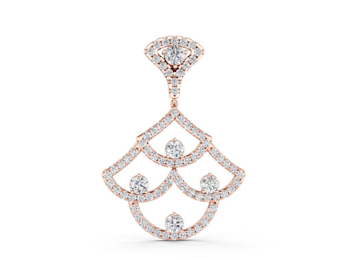 Rose gold Pavé Round Diamond Fan Prong Pendant