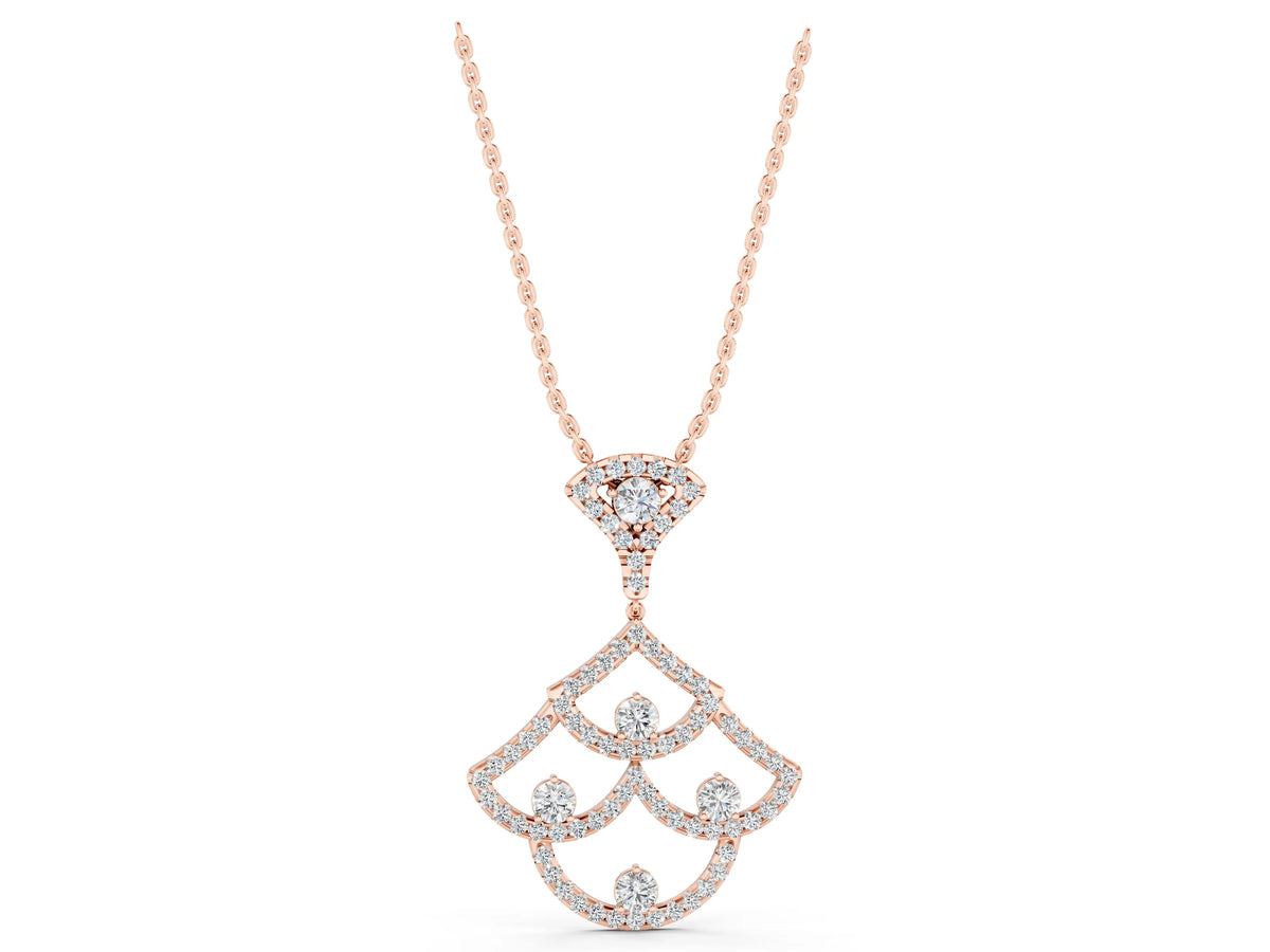 Rose gold Pavé Round Diamond Fan Prong Pendant_1