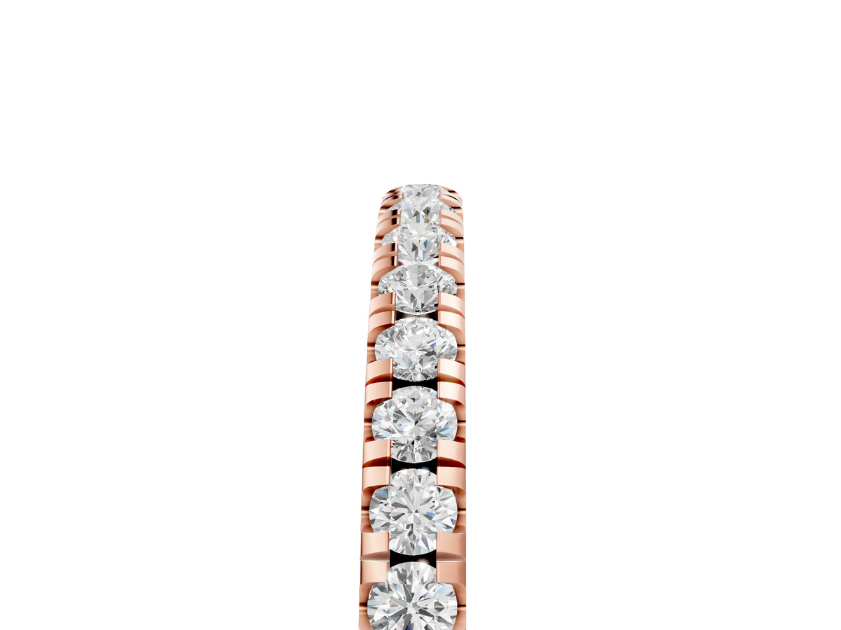 Rose gold Pavé Round Diamond Half Eternity Band with Shared Prong Setting_5