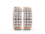 Rose gold Pavé Round Diamond Hoop Earrings with Four-Prong Setting
